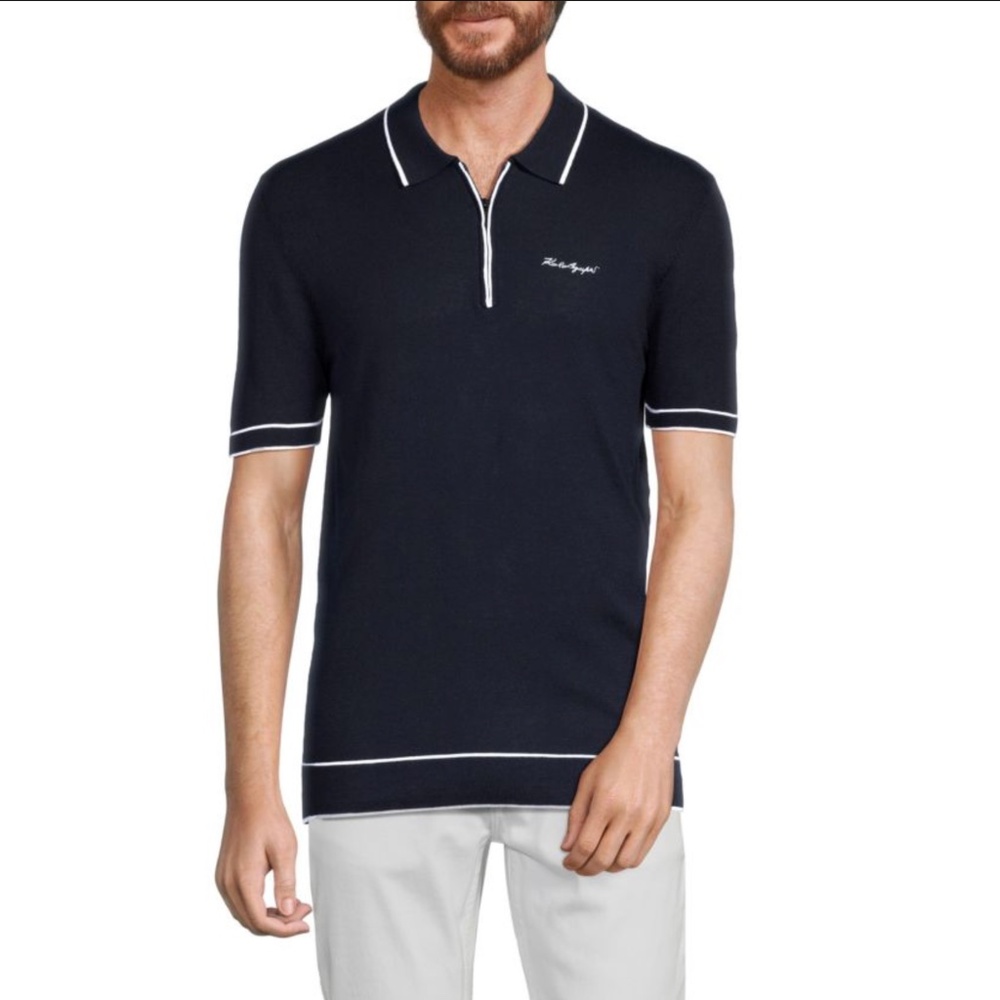 Karl Lagerfeld Men's Navy Blue Warm Polo Shirt